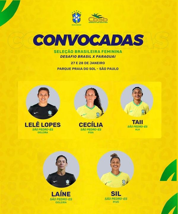 As cinco atletas do São Pedro Beach Soccer que foram convocadas para a Seleção Brasileira