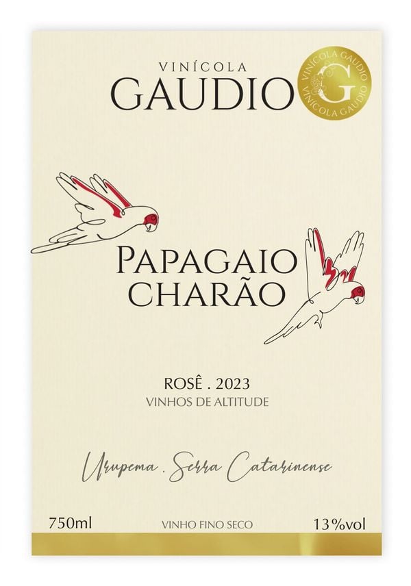 Papagaio Charão,  vinho rosé seco da vinícola Gaudio