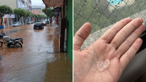 Temporal causa alagamentos e chuva de granizo em Alegre