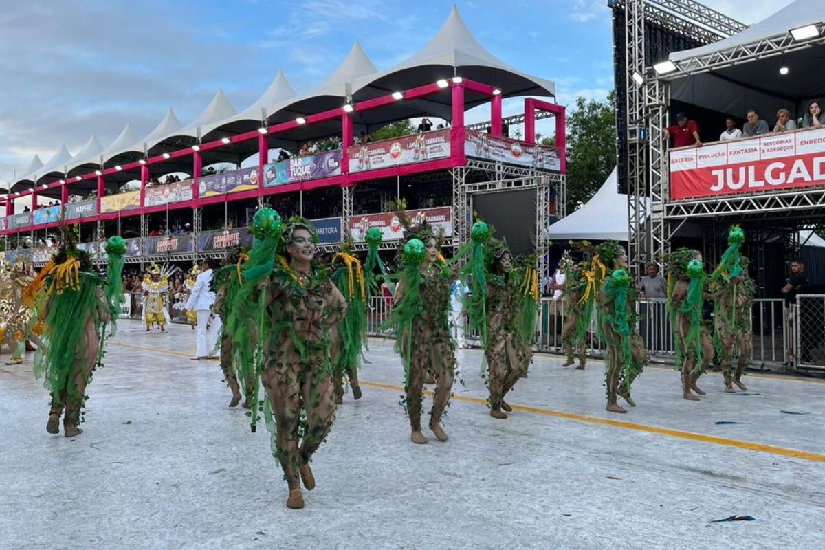 Última escola do primeiro dia de desfiles do Carnaval de Vitória 2024, a Independente de Eucalipto homenageia Baixo Guandu por Alberto Borém