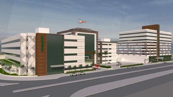 Perspectiva de como ficará o novo complexo hospitalar da Unimed, na Leitão da Silva