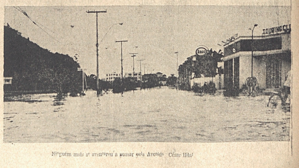 Jornal A Gazeta mostrou alagamento na Cezar Hilal em 25/06/1969