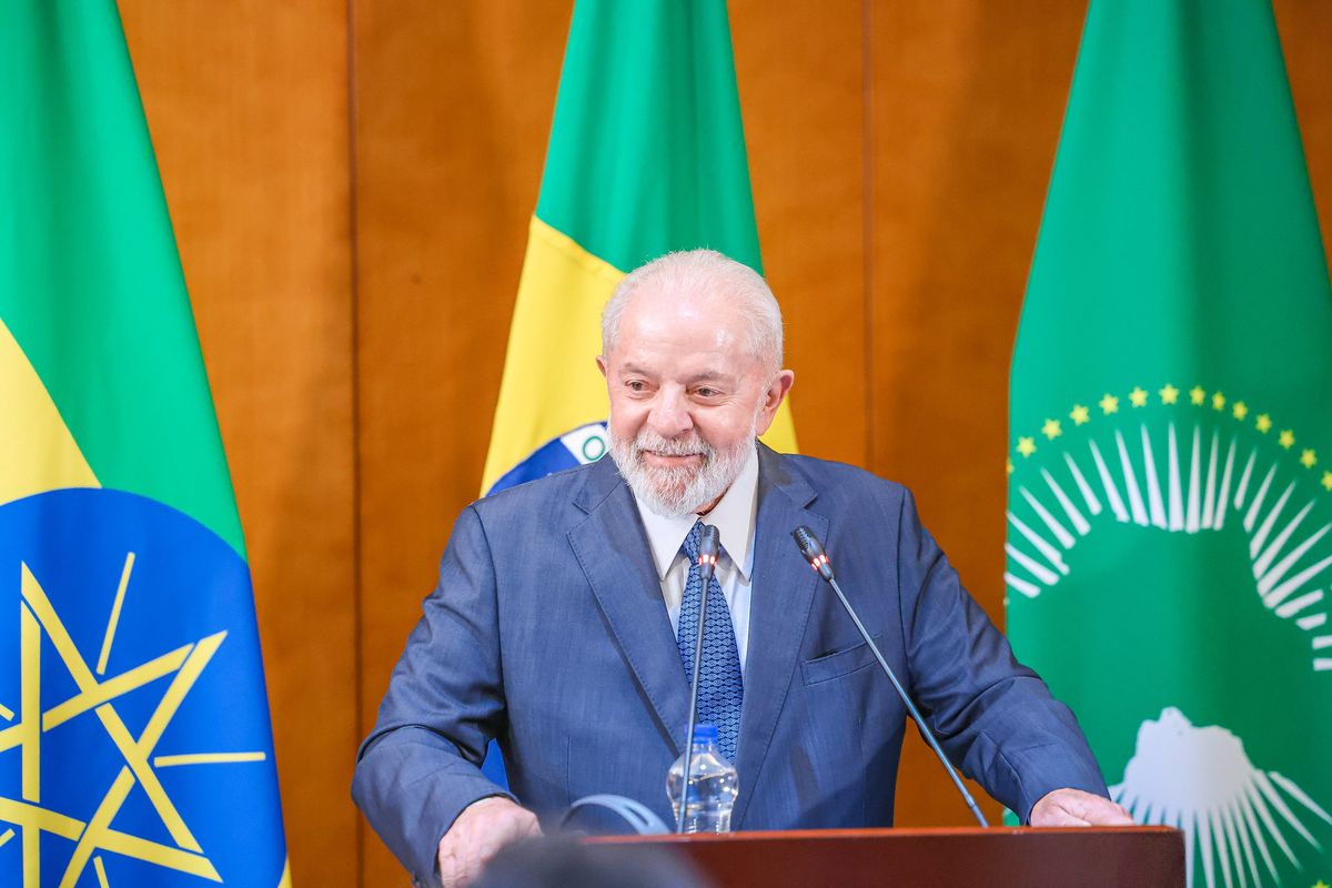 Presidente Luiz Inácio Lula da Silva, durante coletiva de imprensa em Adis Abeba, na Etiópia