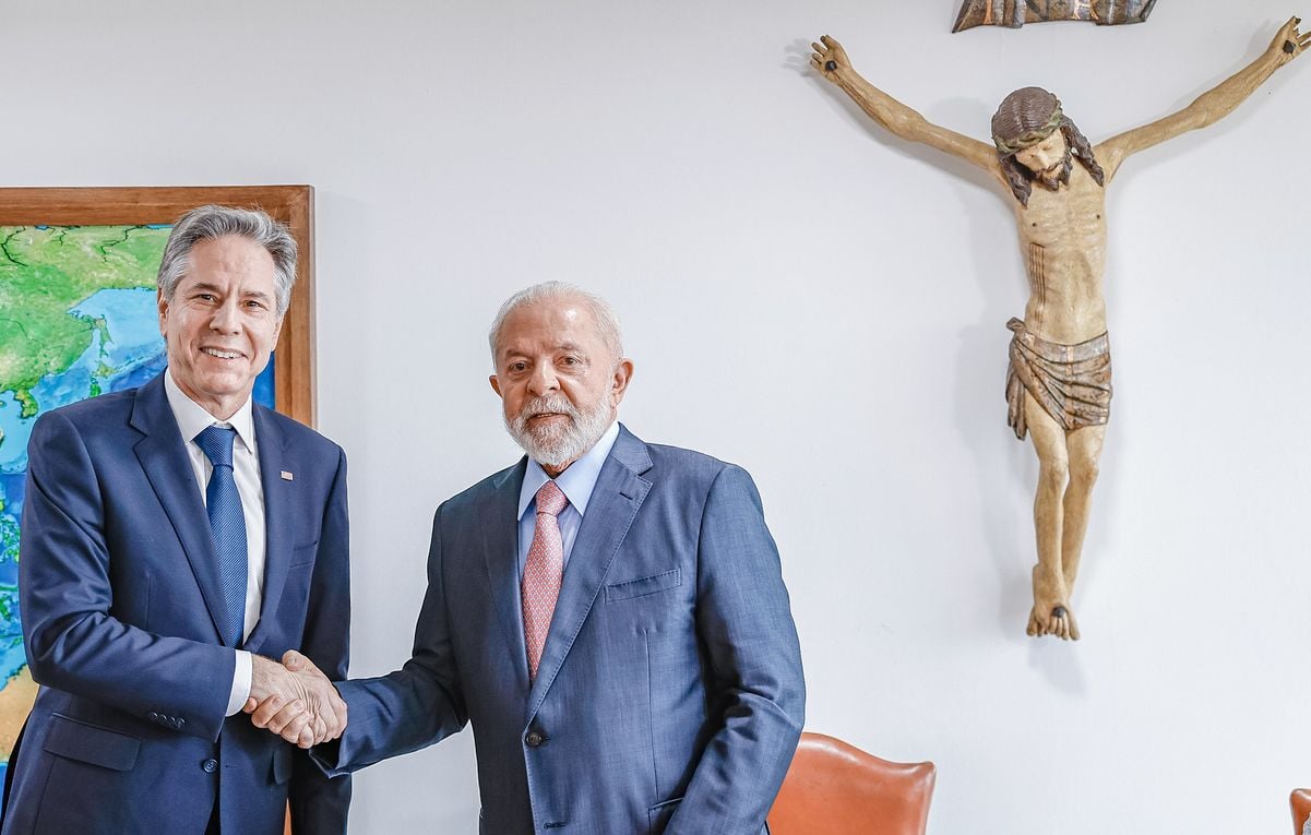 Presidente da República, Luiz Inácio Lula da Silva, durante reunião com o Secretário de Estado dos Estados Unidos, Antony Blinken, no Palácio do Planalto. 