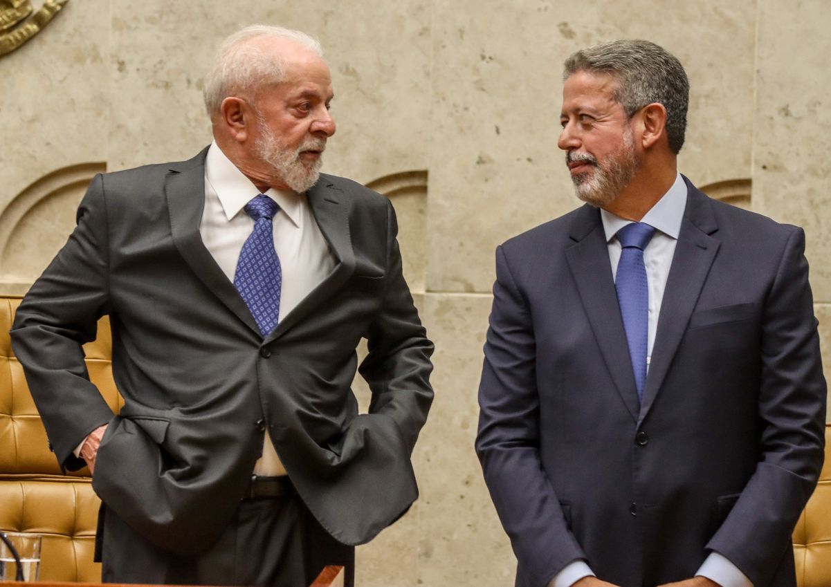O Supremo Tribunal Federal (STF) realiza sessão solene de posse do novo ministro da Corte, Flávio Dino. Na foto o presidente Lula e o presidente da Câmara, Arthur Lira.