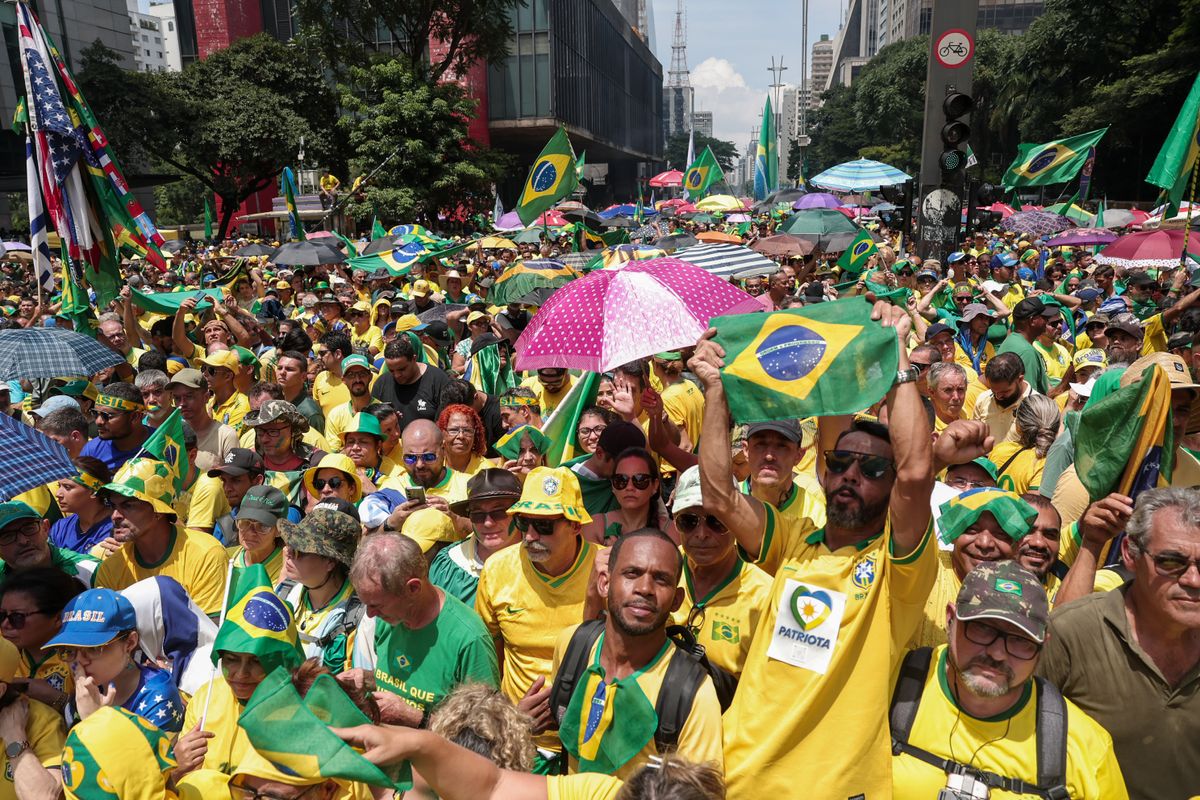 Ato pró Bolsonaro convocado pelo ex-presidente, na avenida paulista, em São Paulo 