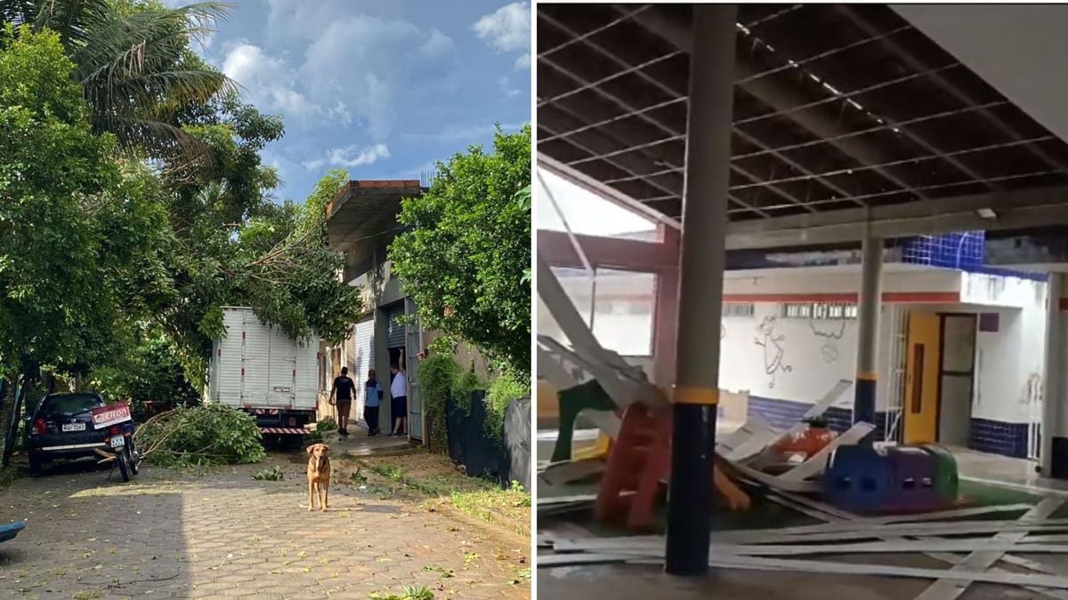 Forro do teto de uma creche municipal caiu em Guaçuí e placas de energia solar foram levadas pelo vento em Iúna