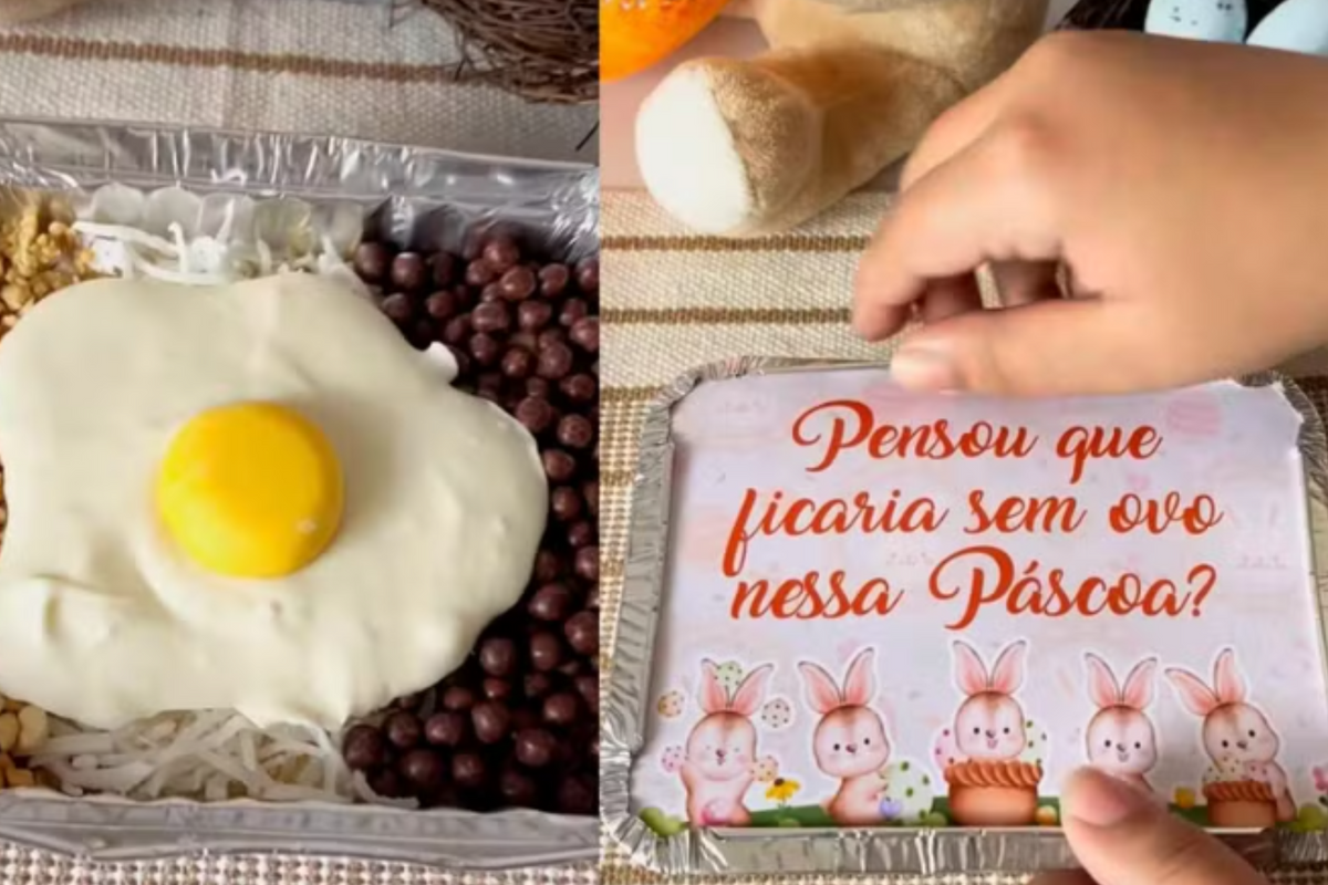 Bolo realista de ovo frito para a Páscoa feito por confeiteira do Espírito Santo 
