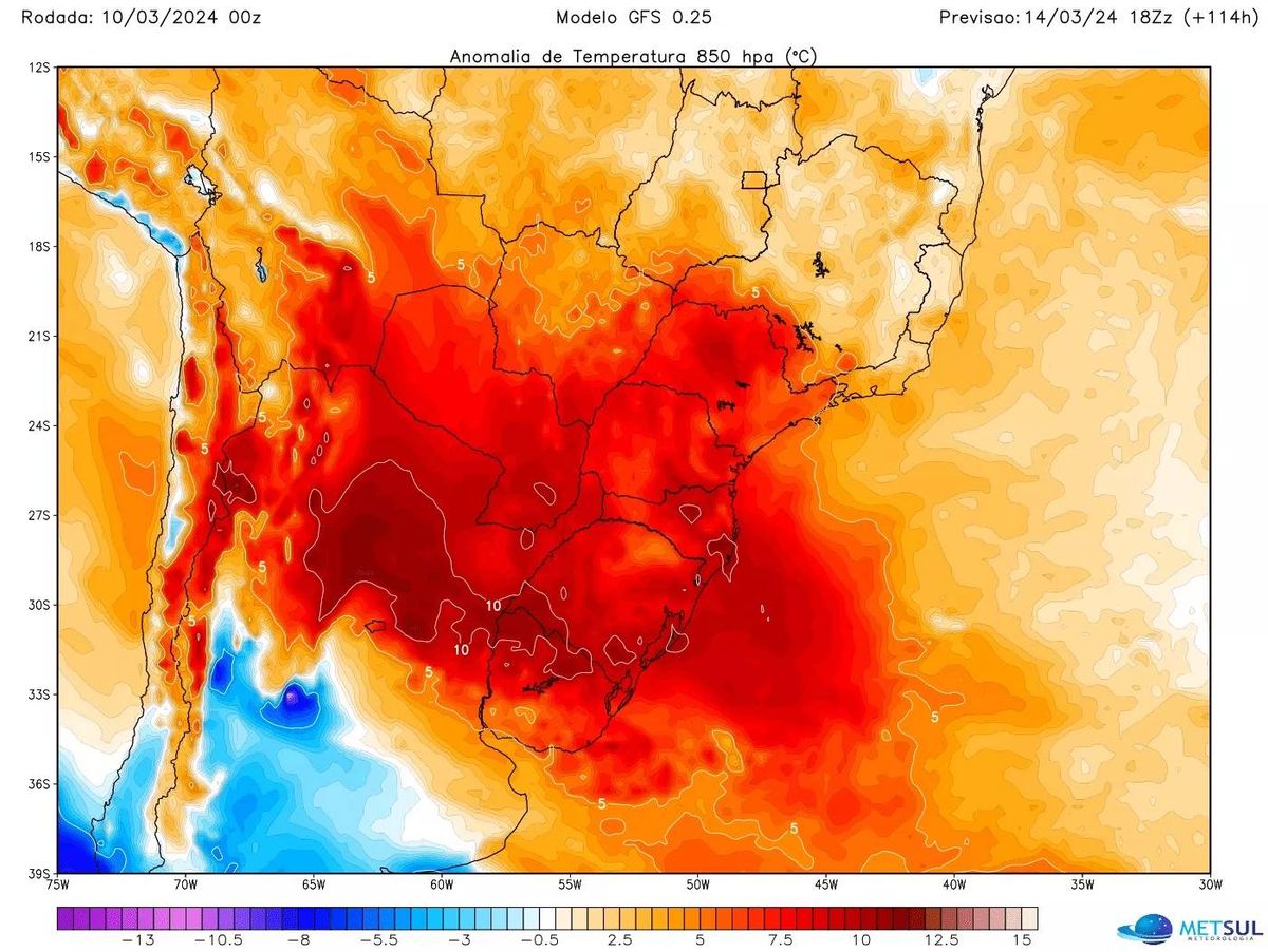 As altas temperaturas resultam de uma bolha de calor que vai se instalar no norte da Argentina e no Paraguai. No Sudeste, São Paulo, Minas e Rio de Janeiro serão afetados