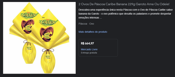 Vendedor anuncia dois ovos por R$ 664,97