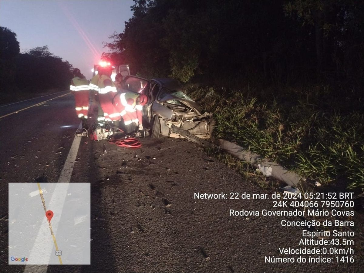 Motorista morre após colisão entre carro e ônibus em Conceição da Barra