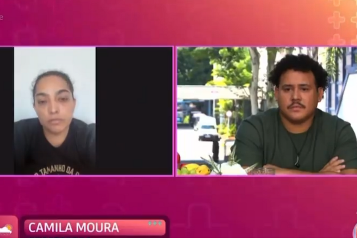 Camila Moura conversou com Lucas ao vivo no Mais Você