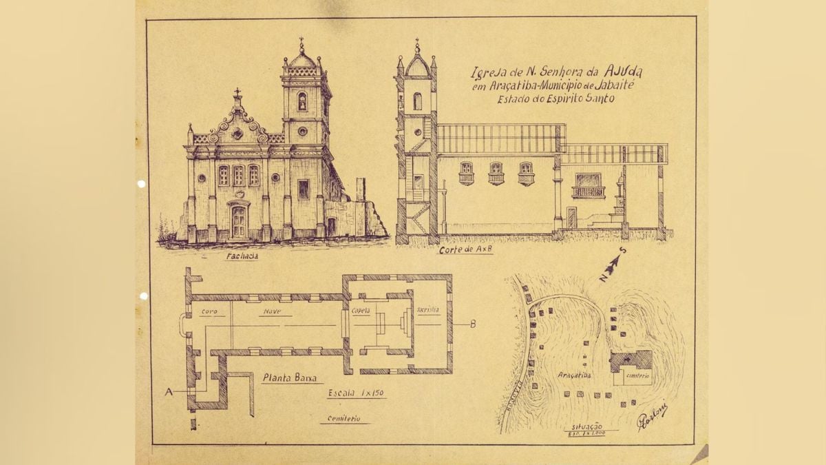 Igreja de Nossa Senhora da Ajuda em Araçatiba, município de Jabaité. Sem data por Arquivo Público do Espírito Santo