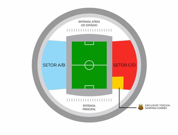 Mapa da entrada para os torcedores de Fluminense e Sampaio Corrêa