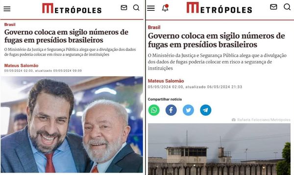 Post de Bolsonaro usa montagem com foto de Lula e Boulos em reportagem sobre presídios
