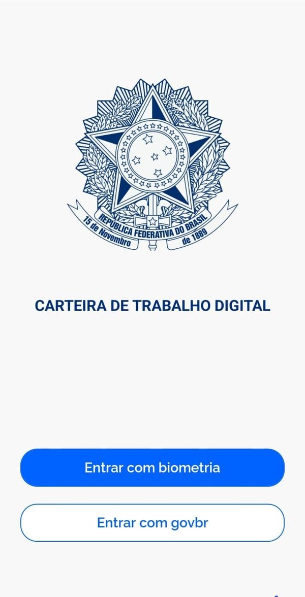 Abra o aplicativo da Carteira de Trabalho Digital