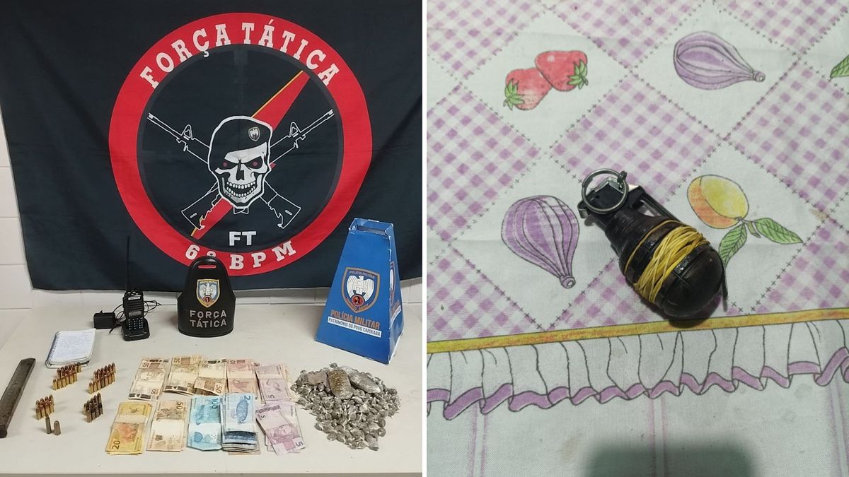 Material apreendido após confronto em Planalto Serrano; granada foi detonada pelo BME