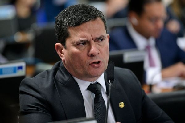 O senador Sergio Moro (União-PR), em reunião da Comissão de Constituição, Justiça e Cidadania 