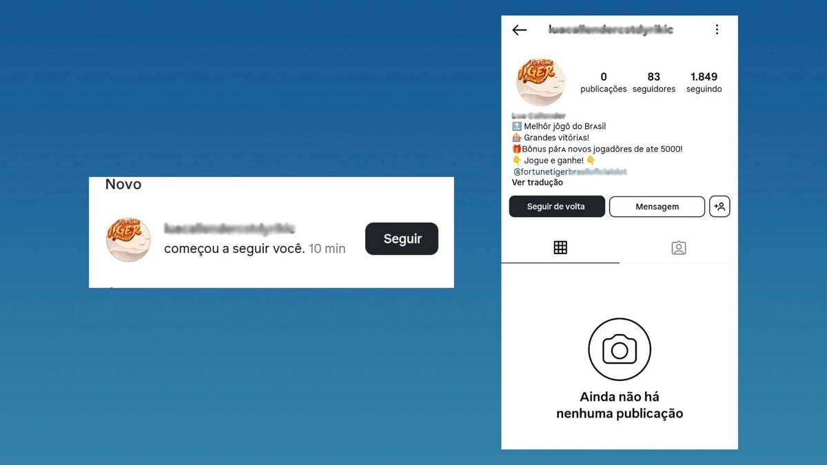 Perfil criado para divulgação de plataforma de azar