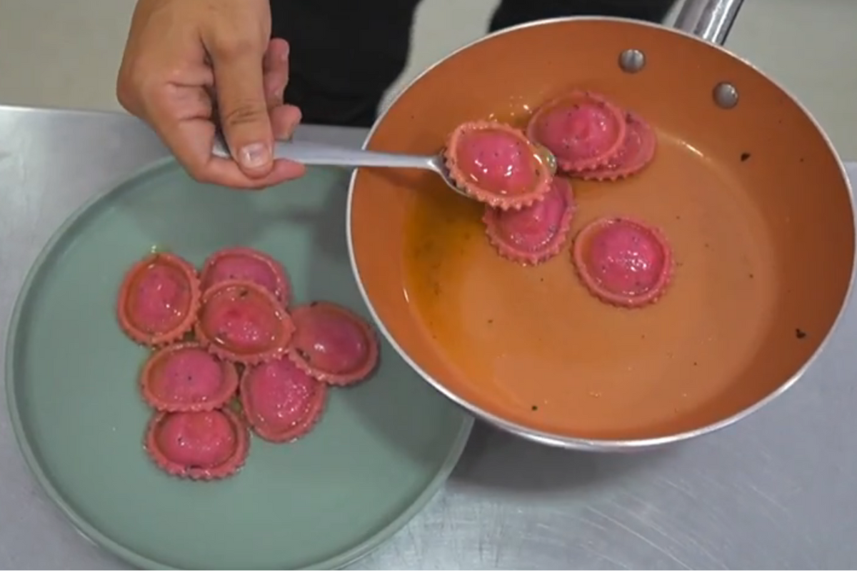 A pitaya pode ser um ingrediente para a massa de um ravioli
