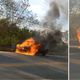 Imagem - Vídeo: fogo destrói veículo em rodovia de Cachoeiro de Itapemirim