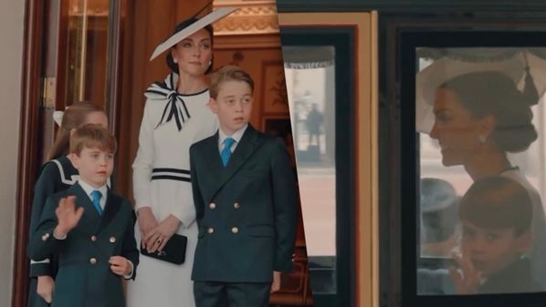 Princesa de Gales compareceu ao desfile de aniversário do Rei Charles 3° e foi fotografada em uma carruagem ao lado de dois dos três filhos