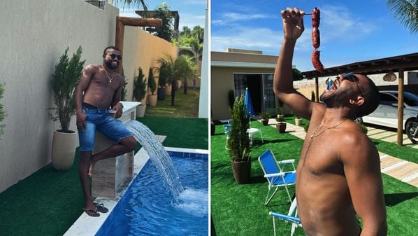 Ex-motorista de aplicativo,  o campeão do BBB 24 divulgou fotos curtindo a piscina e a churrasqueira da casa nova