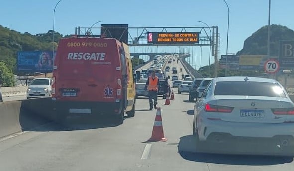 Engavetamento deixou trânsito lento na Terceira Ponte, nesta segunda (24)