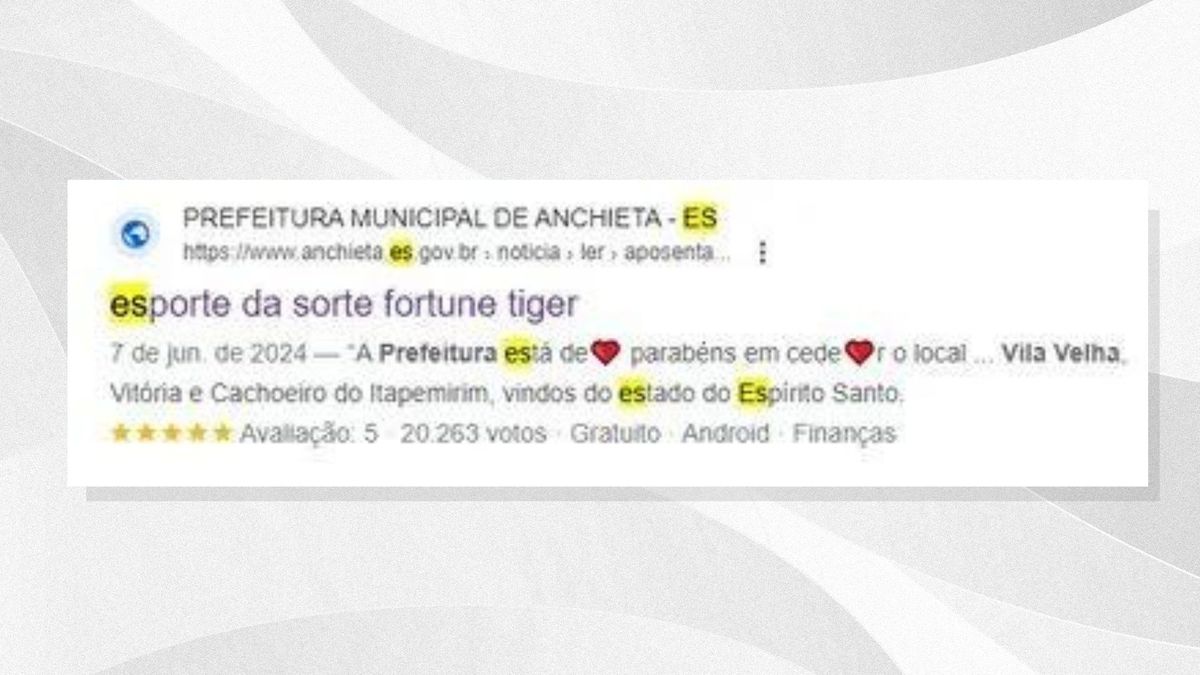 Site da Prefeitura de Anchieta redirecionando para o jogo do tigrinho