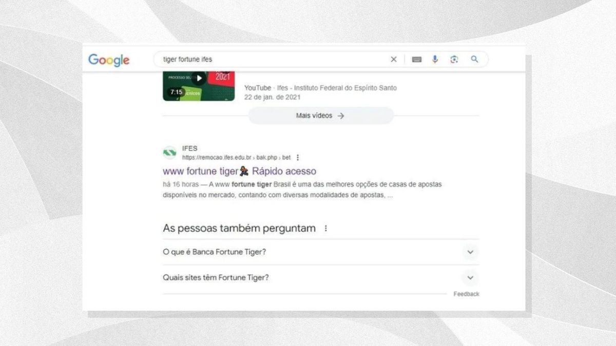 Site do IFES invadido e compartilha link para o jogo do tigrinho