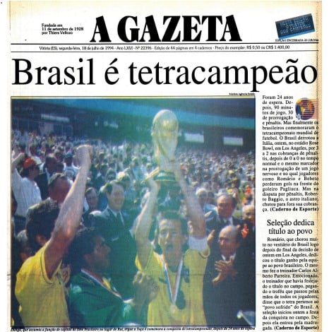Veja como foi a torcida capixaba na Copa do Mundo de 1994 por Cedoc/A Gazeta