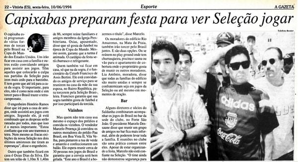 Veja como foi a torcida capixaba na Copa do Mundo de 1994 por Cedoc/A Gazeta
