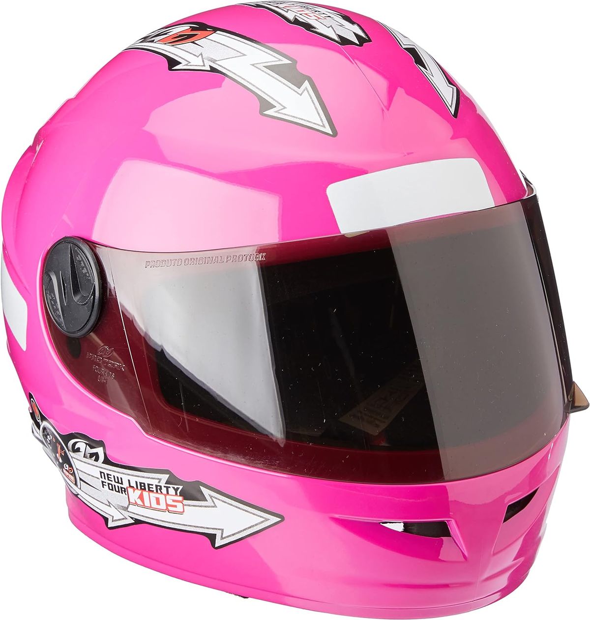 Pro Tork Capacete Liberty Four Kids Infantil 54 Viseira Fumê Rosa