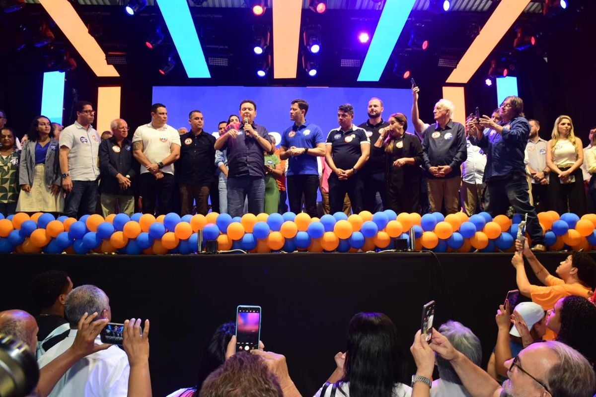 Convenção do MDB oficializa Euclério Sampaio como candidato à reeleição pela Prefeitura de Cariacica. Prefeito de Vila Velha, Arnaldinho Borgo (Podemos) participou do evento junto ao Marcelo Santos (União Brasil) por Carlos Alberto Silva