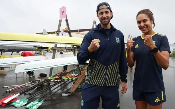 Treino dos atletas de Remo, Beatriz Tavares e Lucas Verthein. 