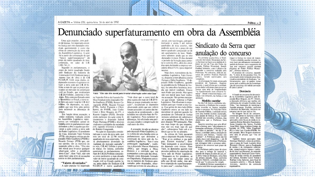 Assembleia - matéria publicada em A Gazeta em 16.04.1992