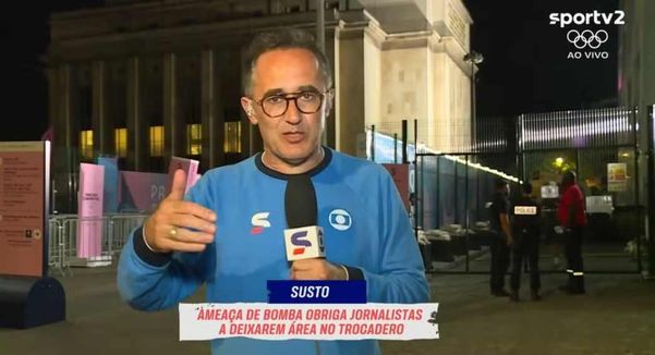 Marcelo Barreto relata ao vivo ameaça de bomba no estúdio alugado pelo Sportv durante os Jogos Olímpicos de Paris