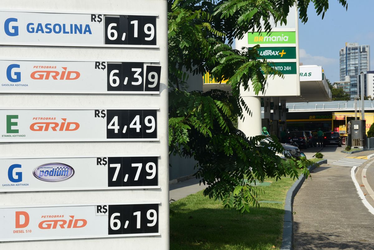 Preço da  gasolina Podium no Posto Petrobras, Praia do Canto