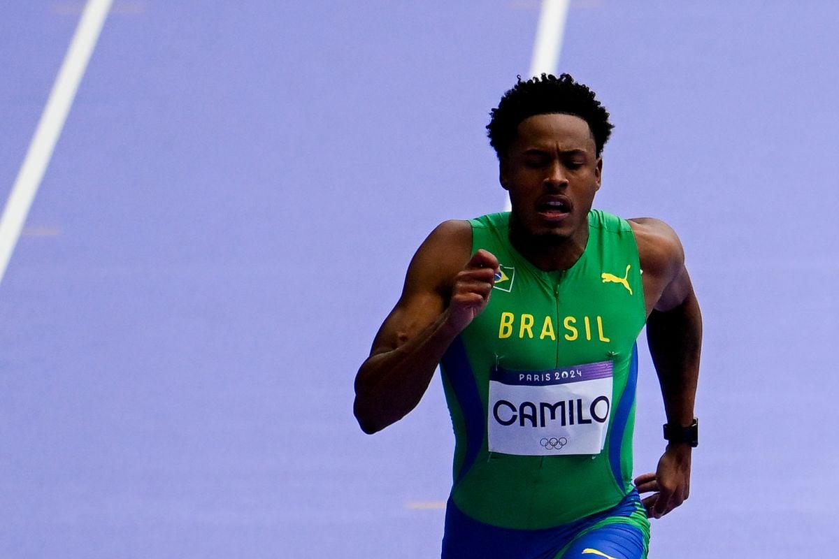 Paulo André Camilo durante a prova dos 100m nas olimpíadas de Paris 2024 por Vitor Jubini