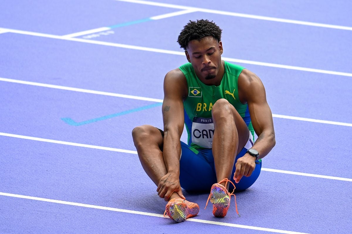 Paulo André Camilo durante a prova dos 100m nas olimpíadas de Paris 2024