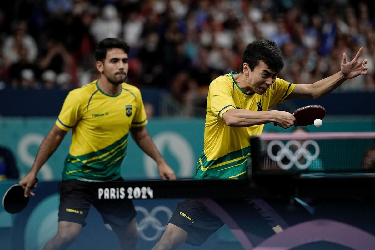 A equipe masculina do Brasil de tênis de mesa foi eliminada pela França nos Jogos de Paris