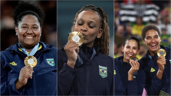 Beatriz Souza, Rebeca Andrade e a dupla Duda/Ana Patrícia conquistaram os três ouros do Brasil em Paris