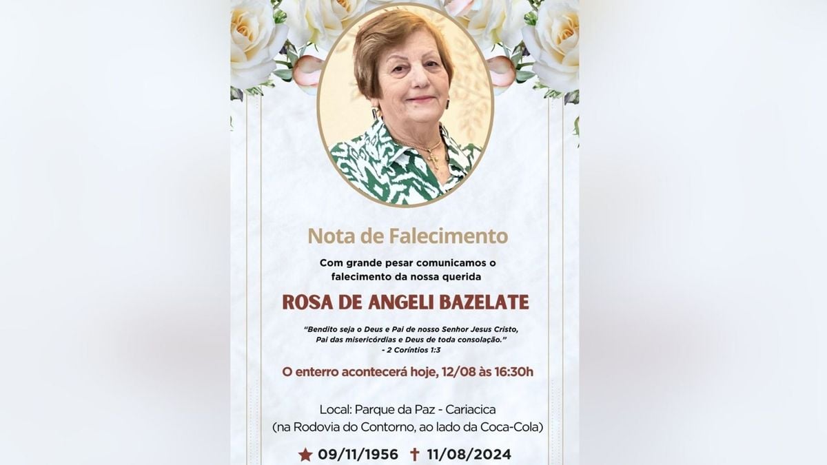 Rosa de Angeli Bazelate, de 67 anos, morreu horas após o acidente