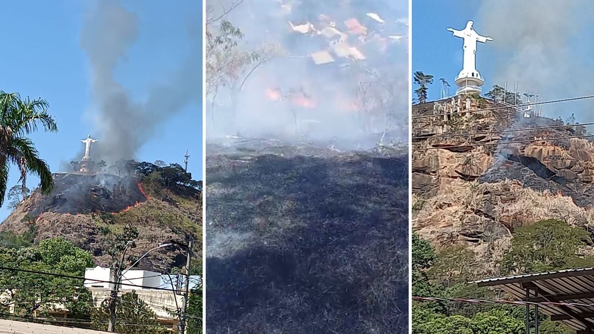 Incêndio atinge morro do Cristo, em Mimoso do Sul