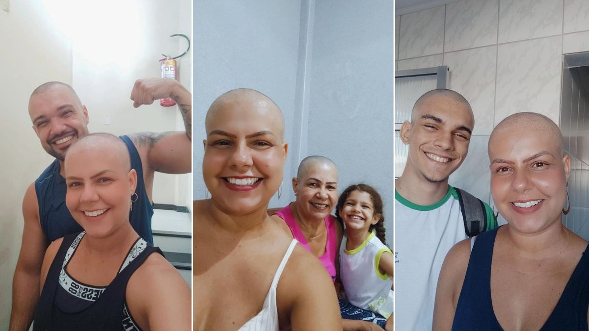 O esposo, a mãe e os filhos também rasparam a cabeça em apoio a Jessica