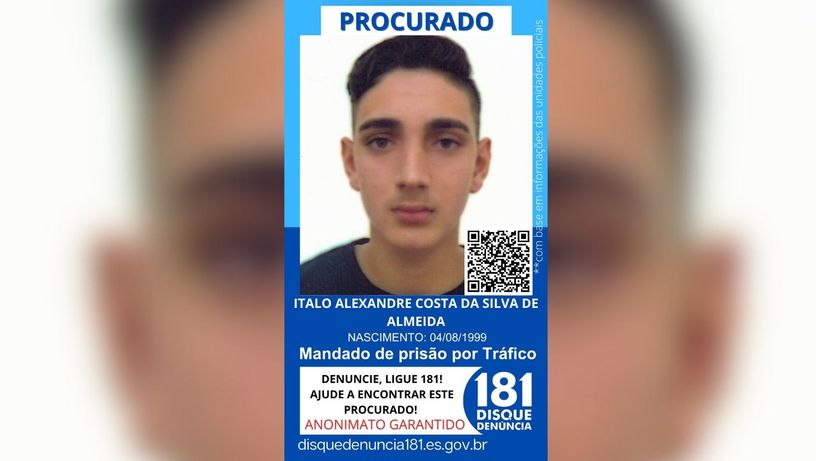 Italo Alexandre Costa da Silva Almeida, 25 anos, com mandado de prisão por tráfico.