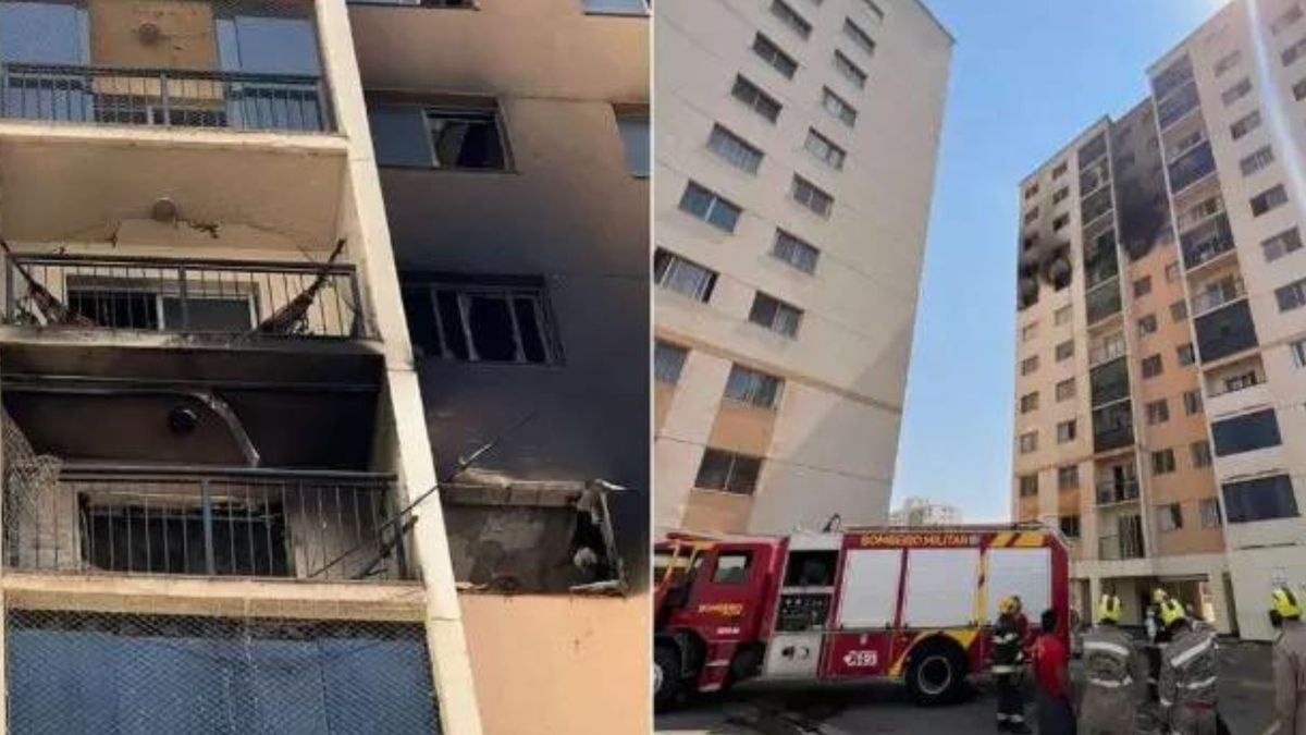 O incêndio atingiu o sétimo andar do prédio residencial na manhã desta terça-feira (27)