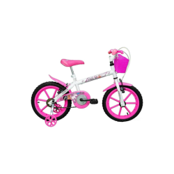 Bicicleta Infantil Aro 16 Pinky Branco e Rosa Track Bikes