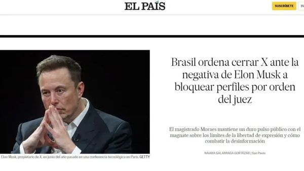 Jornal El País destaca determinação do ministro Alexandre de Moraes, do STF, de suspender o X no Brasil
