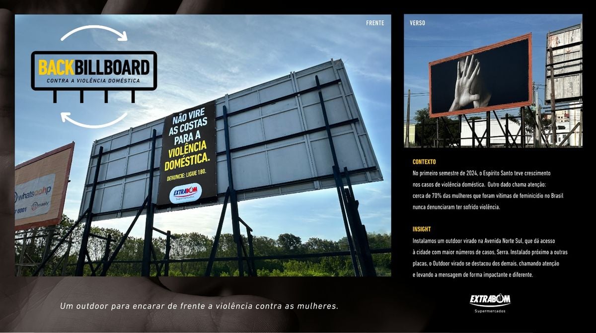 MP cria outdoor virado de costas em campanha para o Extrabom 